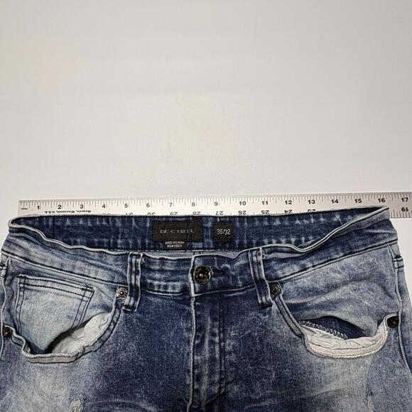 Decibel Men’s Distressed Acid Wash Moto Jeans – 36x32 - Picture 15 of 16